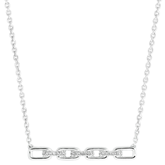 Orient Gaze Necklace - Cuban Link - white gold 9 carats and diamonds