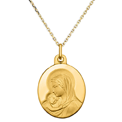 Medalla Ovalada de Virgen y Niño – Oro Amarillo de 9 Quilates