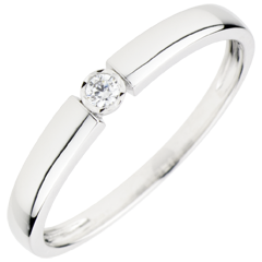 Anillo Solitario Tesoro Caramelo - oro blanco 18 quilates y diamante 0,04 quilates