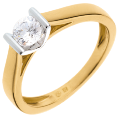 Solitario Caldera - oro amarillo y oro blanco 18 quilates