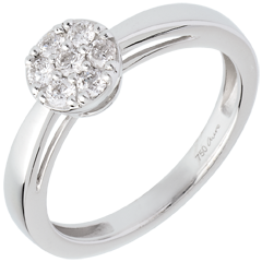 Anillo demi Esfera Empedrado - oro balnco 18 quilates y diamante