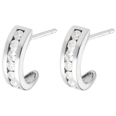 Pendientes media luna empedrado oro blanco - 0.41 quilates - 12 diamantes