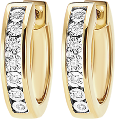 Pendientes de Argolla oro amarillo 9 quilates y diamantes 