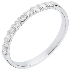 Alianza oro blanco semi empedrado - engaste pasador - 10 diamantes