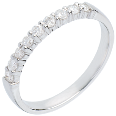 Alianza oro blanco semi empedrado - engaste garras - 0.3 quilates - 9 diamantes