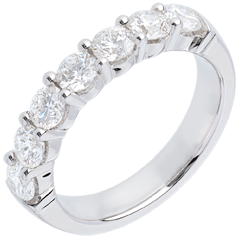 Alianza oro blanco semi empedrado - engaste garras - 1.2 quilates - 7 diamantes