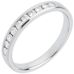  Alianza oro blanco semi empedrado - engaste raíl - 0.25 quilates - 10 diamantes