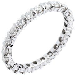 Alianza oro blanco empedrado - engaste pasador - 1.14 quilates - 22 diamantes