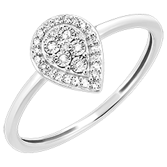 Anillo Origen - Destello Gota - oro blanco 9 quilates y diamantes