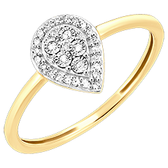 Anillo Origen - Destello Gota - oro blanco y amarillo 9 quilates y diamantes