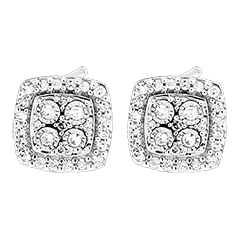 Pendientes de Presión Origen - Brillo Cuadrado - oro blanco 9 quilates y diamantes