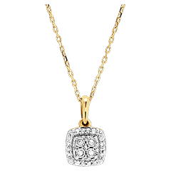 Colgante Origen - Brillo Cuadrado - oro blanco y amarillo 9 quilates y diamantes