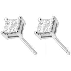 Boucles d'oreilles damier or blanc 18 carats pavées - 0.34 carats