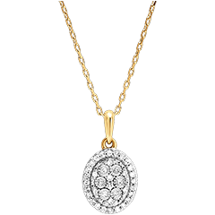 Pendentif Origine - Eclat Ovale - or blanc et jaune 9 carats et diamants