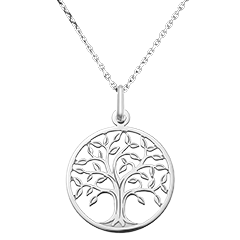 Médaille Ajourée Arbre de Vie – Or Blanc 9 carats