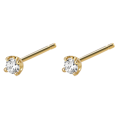 Boucles d'oreilles diamants - puces or jaune 18 carats 0.15 carat