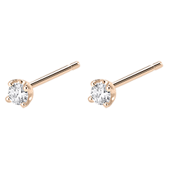 Boucles d'oreilles puces or rose 18 carats et diamant