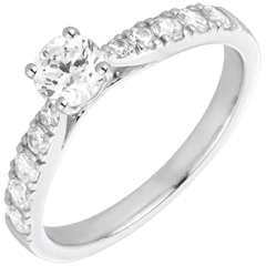 Bague Solitaire Belle Chérie or blanc 18 carats et diamants - diamant 0.4 carat