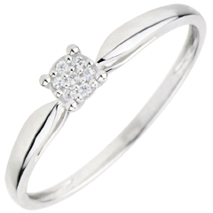 Bague Solitaire Myriade d'étoiles - diamant 0.04 carat - or blanc 9 carats