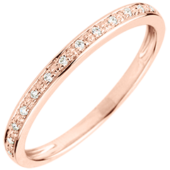 Alliance Eclats de diamant - or rose 9 carats et diamants - demi-tour