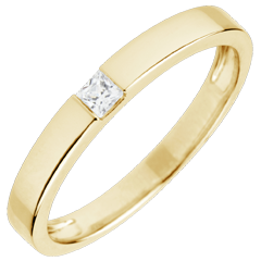 Bague Solitaire Epure - diamant Princesse 0.08 carats - or jaune 9 carats