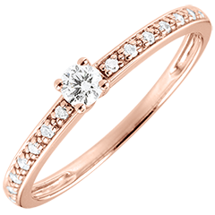 Bague de Fiançailles Or Rose Solitaire diamant Boréale - 0.09 carat - or blanc 9 carats