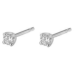 Boucles d'oreilles or blanc 18 carats diamants - puces diamant 0.2 carat