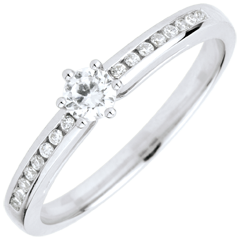 Anello Solitario Divina - 6 griffe - Oro bianco - 9 carati - 17 Diamanti - 0.25 carati