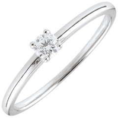 Anello solitario Sì - Oro bianco - 9 carati - Diamante -0.1 carati