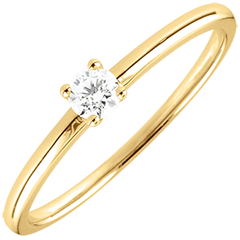 Bague de Fiançailles Or jaune Solitaire Oui - 0.1 carat - or jaune 18 carats