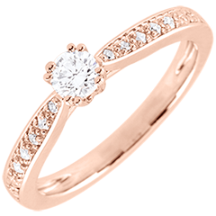 Bague de Fiançailles Or Rose Solitaire Garlane 8 griffes - 0.19 carat - or blanc 9 carats