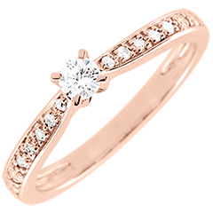 Bague solitaire Garlane 4 griffes - 0.10 carat - or rose 18 carats