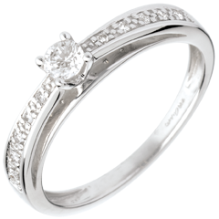 Solitaire arceau or blanc 18 carats pavé - diamant 0.15 carat