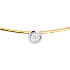 Collier Cable puce diamant - or blanc et or jaune 18 carats