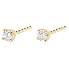 Boucles d'oreilles diamants - puces or jaune 18 carats - 0.25 carat