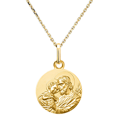 Médaille Saint Joseph et l’Enfant Jésus – Or Jaune 18 carats