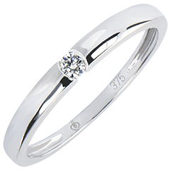 Bague Solitaire Origine - One - or blanc 9 carats et diamant