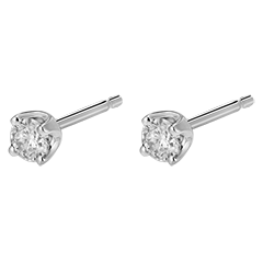 Boucles d'oreilles diamants - puces or blanc 18 carats - 0.3 carat