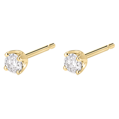 Boucles d'oreilles diamants - puces or jaune 18 carats - 0.3 carat