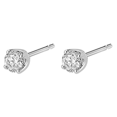 Boucles d'oreilles diamants synthétiques (TGM) - puces or blanc 18 carats - 0.4 carat