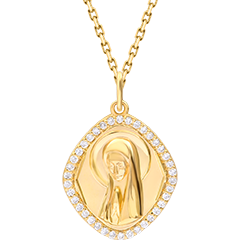 Medaglia Madonna con Diamanti Sintetici – Oro Giallo 9 Carati