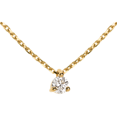 Collier solitaire or jaune 18 carats - 0.16 carat