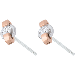 Orecchini giunco - Oro rosa e Oro bianco - 18 carati - Diamante - 0.15 carati