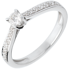 L'essentiel d'un solitaire or blanc 18 carats pavé - 0.14 carat