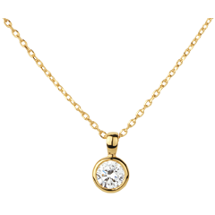 Collana Bambolina Solitario - Oro giallo - 18 carati - Diamante - 0.51 carati