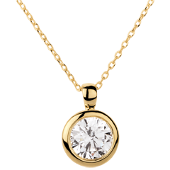 Collana Bambolina Solitario - Oro giallo - 18 carati - Diamante - 2 carati