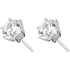Boucles d'oreilles or blanc 18 carats - diamant 6 griffes - 2 carats