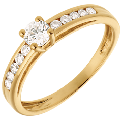 Solitario Schiarite - Oro giallo - 18 carati - 11 Diamanti - 0.39 carati 