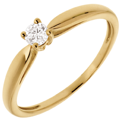 Solitaire roseau or jaune 18 carats - 0.1 carat