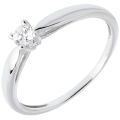 Solitaire roseau or blanc 18 carats - 0.14 carat